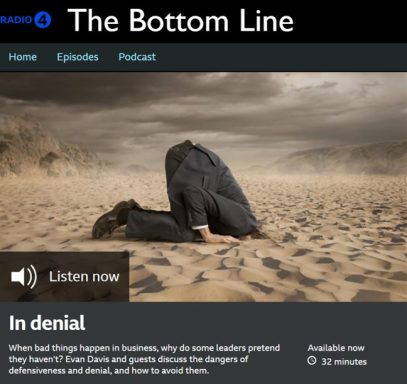 Screenshot of The Bottom Line thumbnail for a panel discussion on 'In Denial' on BBC I-Player