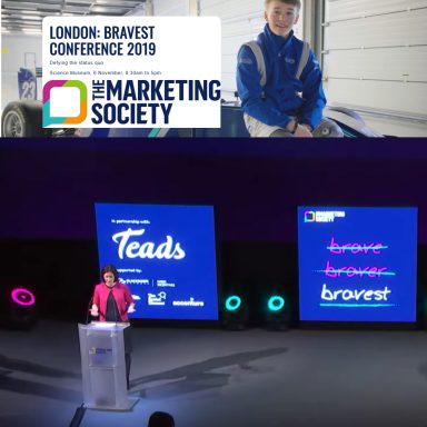 Helen Evans speaking to the audience of the Marketing Society's Bravest Conference